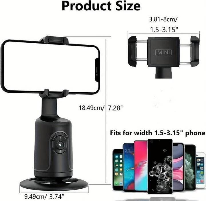 Immagine prodotto PhoneLook Stabilizzatore per smartphone per selfie con tracciamento del volto, rotazione a 360 gradi e
