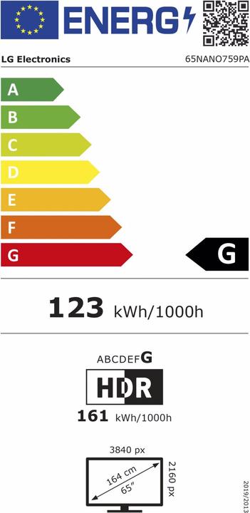 Etichetta energetica LG 65NANO759PA (65", LCD, 4K, 2021)