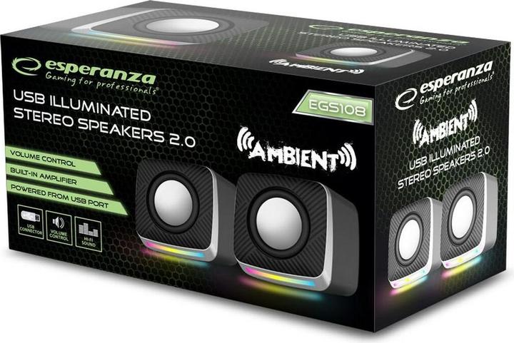 Produktbild Esperanza EGS108 Lautsprecher 2.0 LED Schwarz 6W