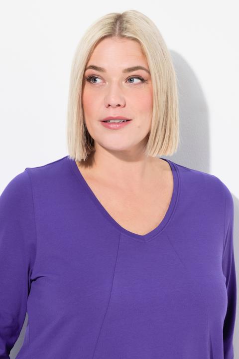 Produktbild Ulla Popken Longshirt, Ziernähte, A-Linie, V-Ausschnitt, 3/4-Arm (50, 52)