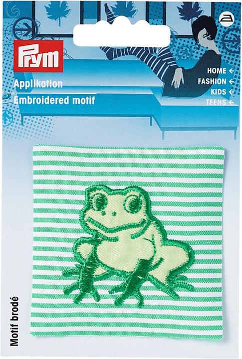 Produktbild Prym Applikation Frosch auf grünem Stoff