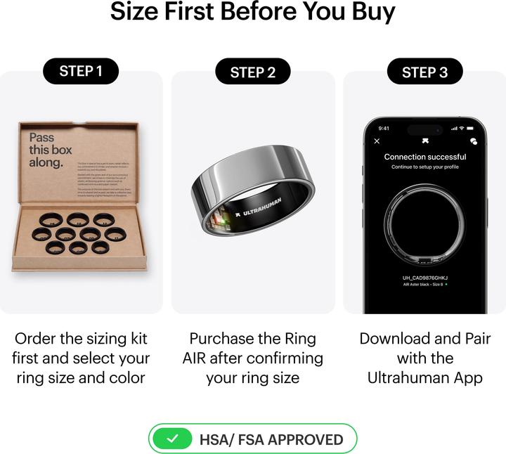 Actual product image Ultrahuman Ring Air (8, Space Silver)