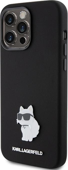 Produktbild Karl Lagerfeld KLHCP15LSMHCNPK iPhone 15 Pro 6.1" czarny/black Silicone Choupette Metal Pin (Apple iPhone 15 Pro)