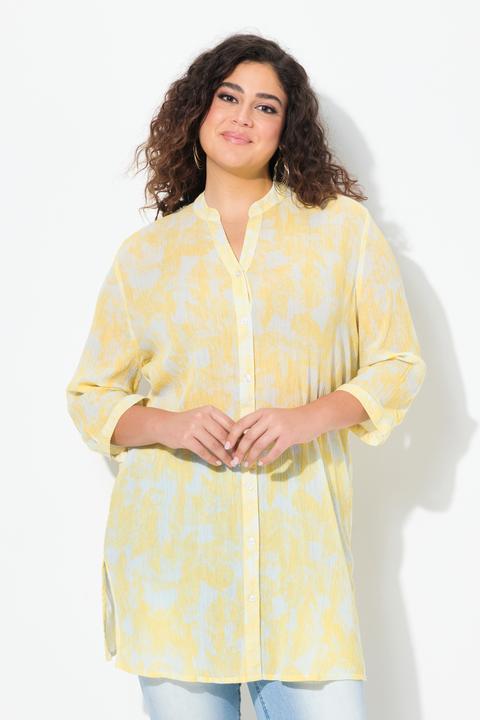 Actual product image Ulla Popken Floral Crepe Button Down Tunic Blouse (54)