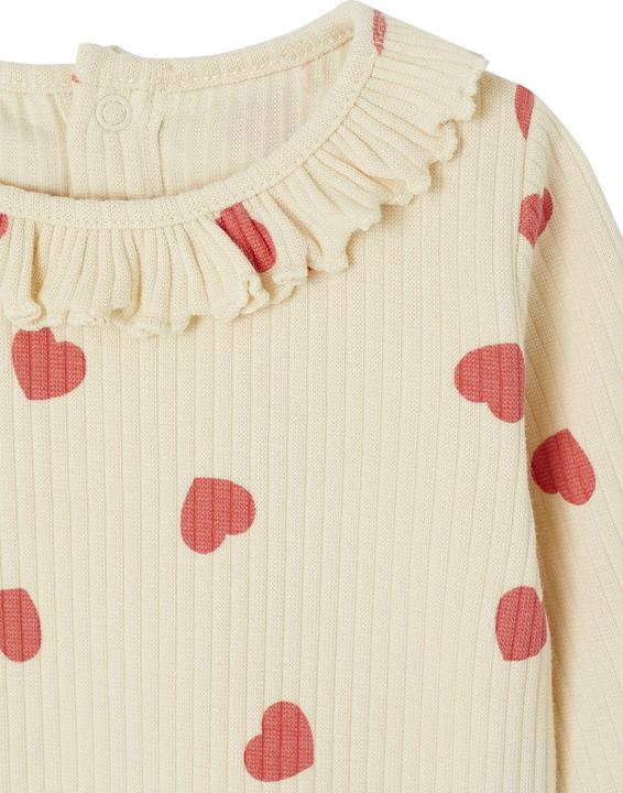 Immagine prodotto Vertbaudet Mädchen Baby Shirt mit Volantkragen und Herzen, Bio-Baumwolle (80)