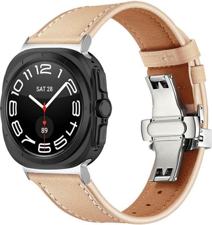 Image du produit Cover-Discount Galaxy Watch Ultra (47mm) - Bracelet de remplacement en cuir avec boucle papillon (Cuir)