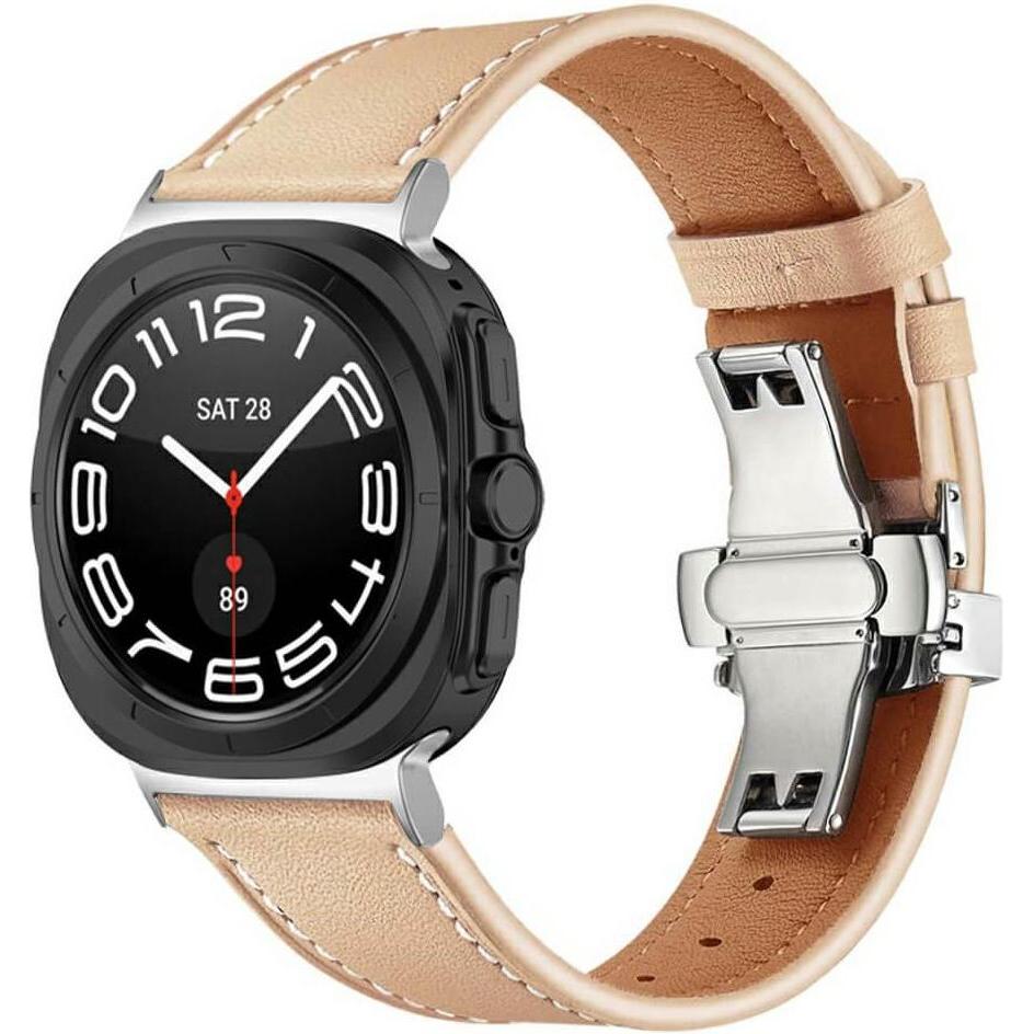Thumbnail - Cover-Discount Galaxy Watch Ultra (47mm) - Lederarmband Ersatz mit Butterfly Verschluss (Leder, Galaxy Watch Ultra), Uhr...