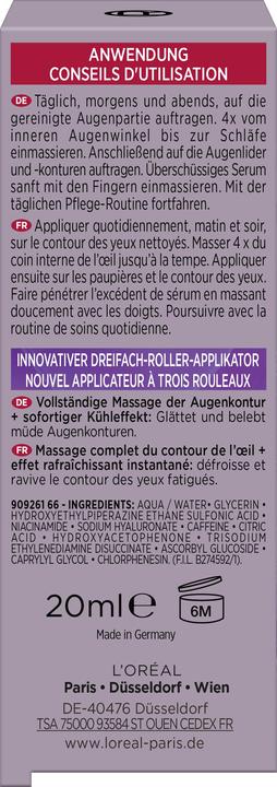Nährwerte und Zutaten L'Oréal Paris Revitalift Filler (Augenpflege Serum, 20 ml)
