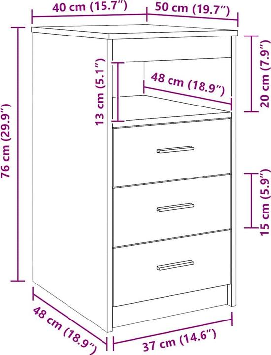 Image du produit vidaXL Schubladenschrank (50 x 40 x 76 cm)