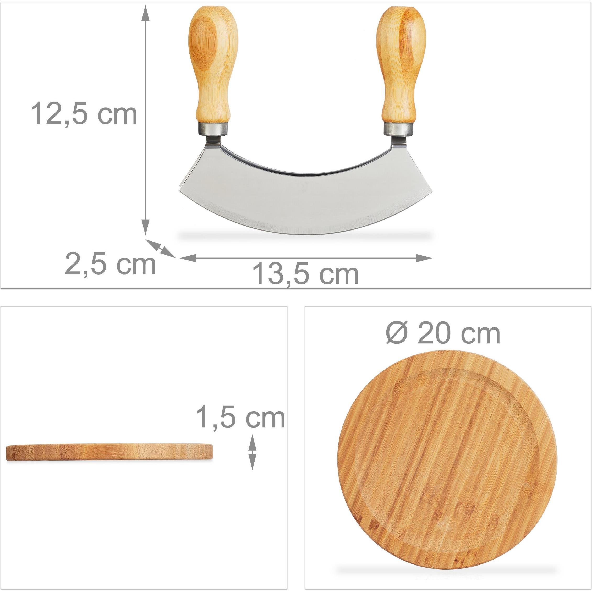 Thumbnail - Relaxdays Wiegemesser, Schneidebrett, Braun