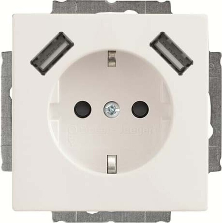 Produktbild Busch-Jaeger Schuko/USB Steckdose 20 EUCB2USB-84 solo Busch-USB-Ladestation studioweiss