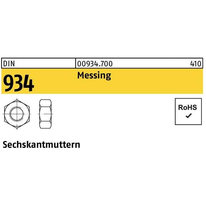 Muttern + Unterlegscheiben, Sechskantmutter DIN 934 M 30 Messing (M30)