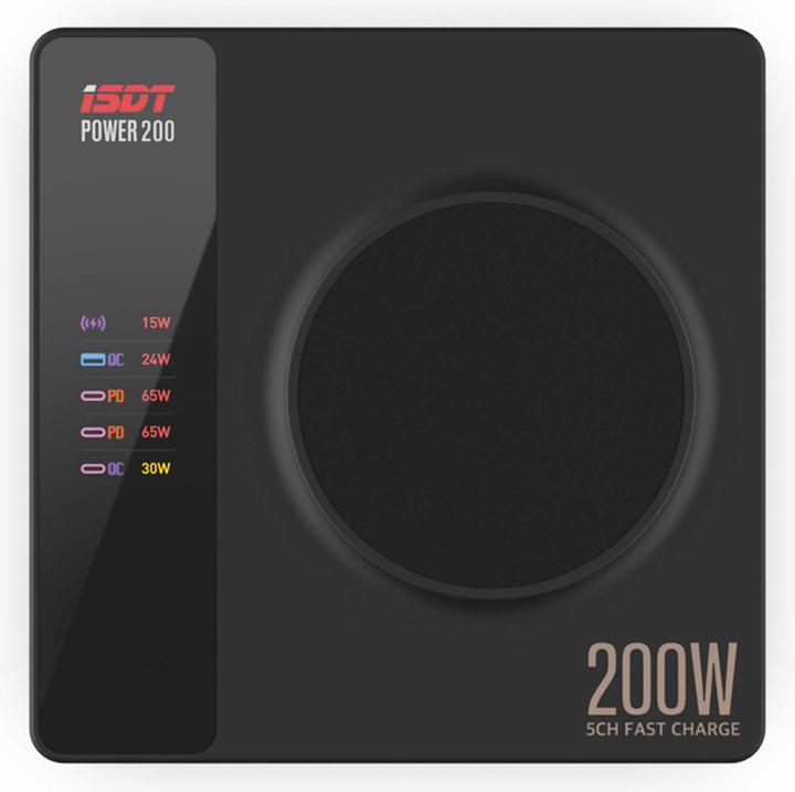 Image du produit Isdt Power 200 4+1 3x USB-C 1x USB-A avec fonction de charge sans fil