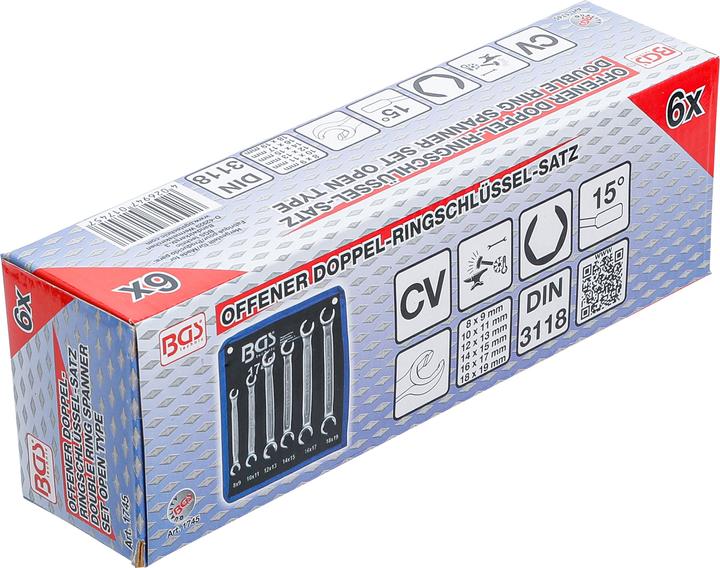 Actual product image BGS Open double ring spanner set