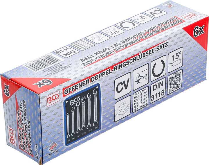 Actual product image BGS Open double ring spanner set