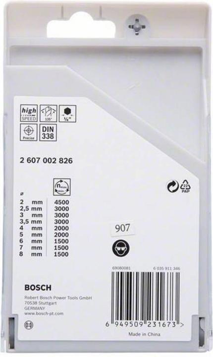 Actual product image Bosch Professional Zubehör HSS PointTeQ hexagon drill bit set, 9-piece, 2-8 mm (6 mm, 7 mm, 3 mm, 5 mm, 8 mm, 2.5 mm, 3.5 mm, 2 mm, 4 mm)