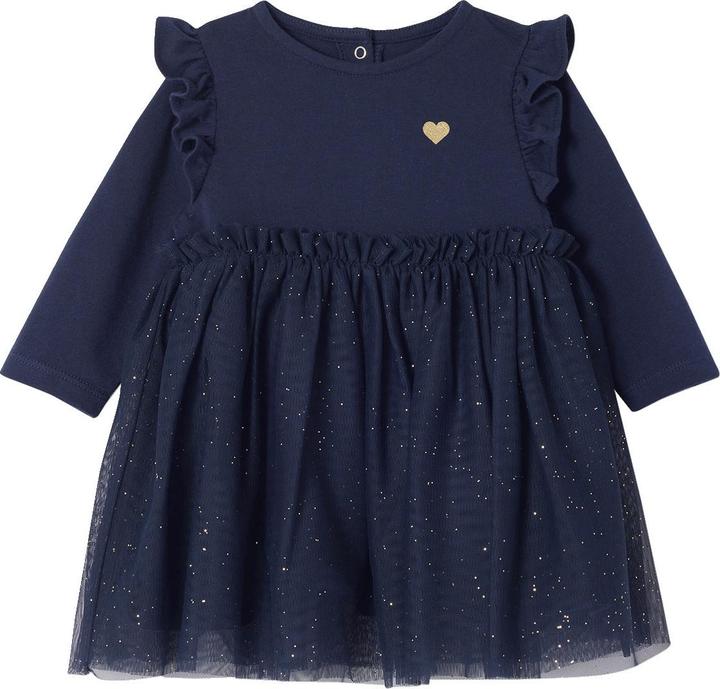 Vertbaudet Weihnachtskleid Baby Mädchen mit glitzerndem Tüllrock
