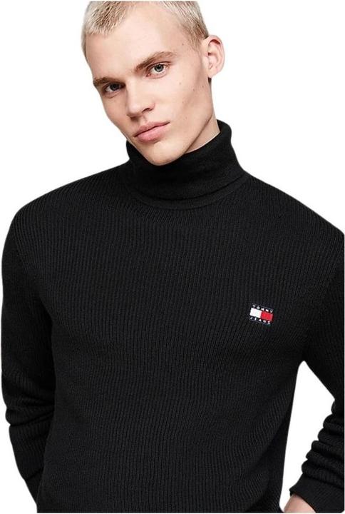 Produktbild Tommy Hilfiger Tommy Jeans Slim Fit Coltrui met wol - Zwart - Maat L (L)