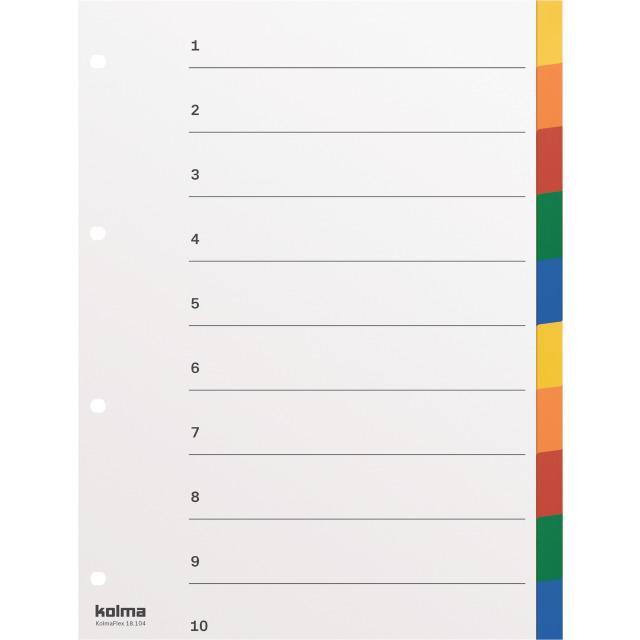 Valori nutrizionali e ingredienti Kolma Indice A4 forte vuoto 10 pezzi colorati