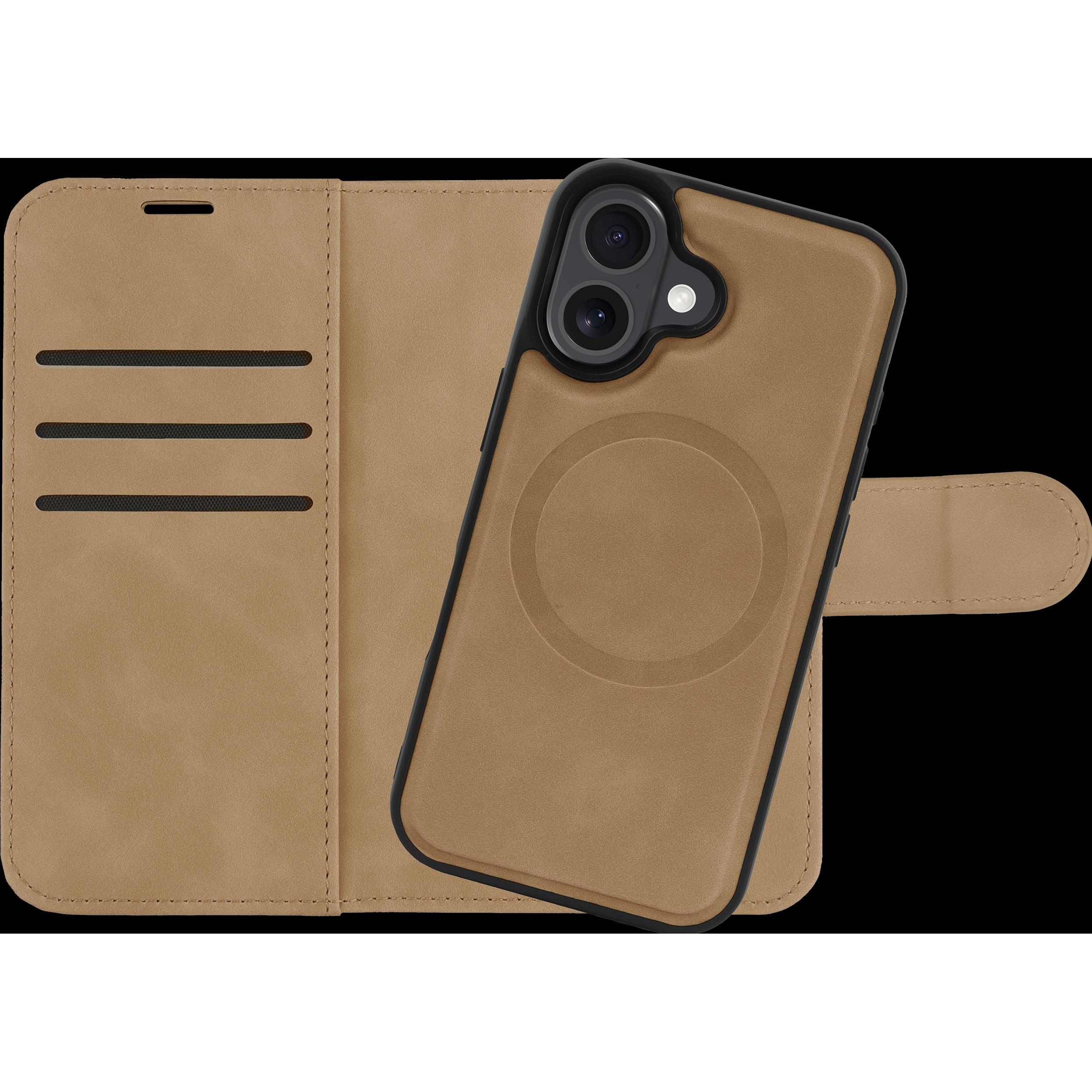 Cazy Abnehmbare Brieftaschenhülle Magfit, 2-in-1-Design, Kartenschlitze (Apple iPhone 16), Smartphone Hülle, Braun