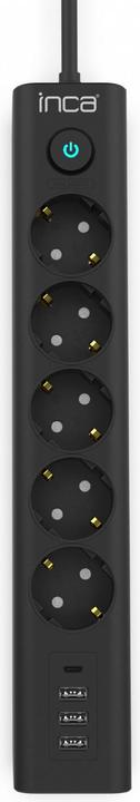 Actual product image Inca Socket strip IPW-44TU 5 sockets, 3 USB-A+1 type-C, 1.5m (5x, USB-A, USB-C, 1.50 m)