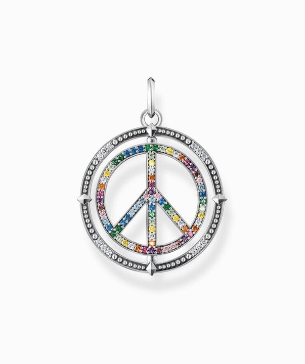 Produktbild Thomas Sabo Anhänger Peace Zeichen mit Bunten Steinen Silber Geschwärzt (925er Silber)