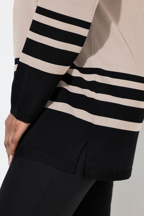 Produktbild Ulla Popken Pullover, Streifen, V-Ausschnitt, Langarm (50, 52)