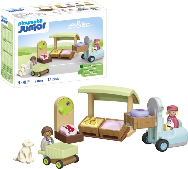 Produktbild Playmobil 71691 Playm. 1.2.3: Bio-Marktstand & Gabelstap (71691)