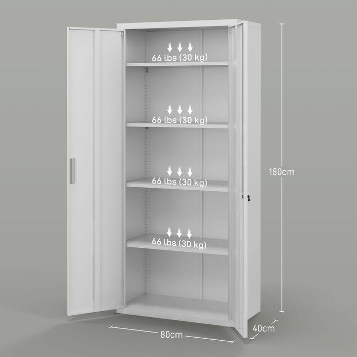 Immagine prodotto Swisshandel24 Aktenschrank, Büroschrank mit 2 Türen, verstellbarer Ablage für Arbeitszimmer (80 x 40 x 180 cm)
