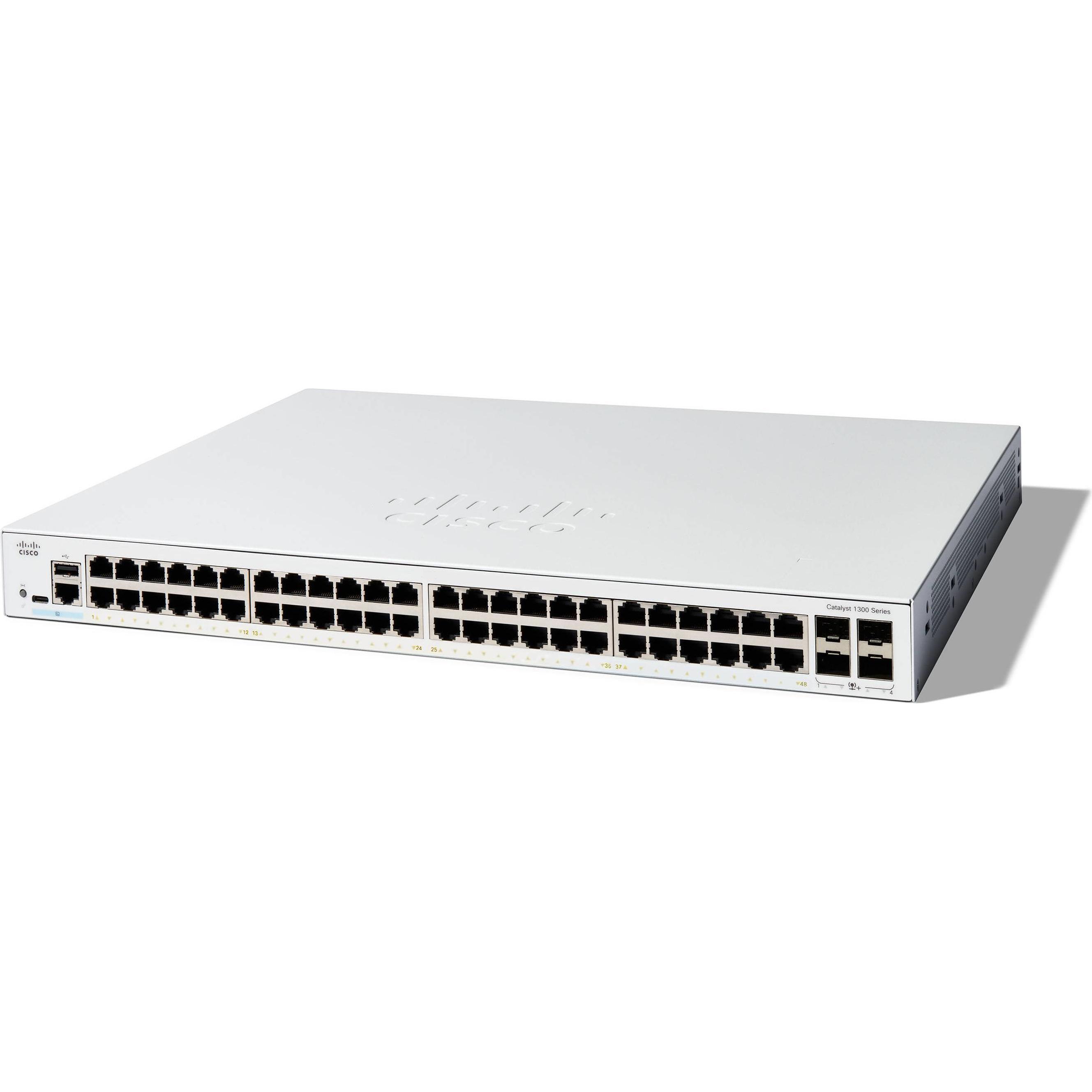 Cisco CATALYST 1300 48-PORT GE 4X10G (52 Ports), Netzwerk Switch, Weiss