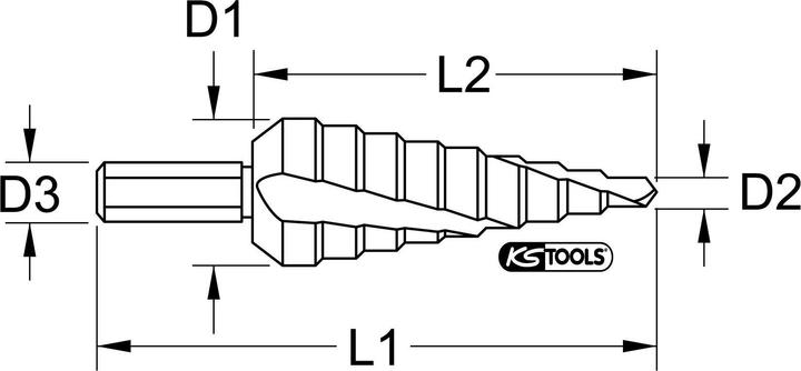 Actual product image KS Tools HSS-TiN step drill (4-22 millimetres)