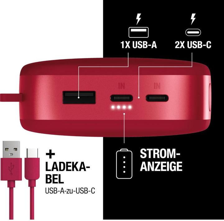 Productafbeelding Fresh'N Rebel Fresh 'n Rebel Powerbank 24000 mAh Red (24000 mAh, 20 W, 88.80 Wh)