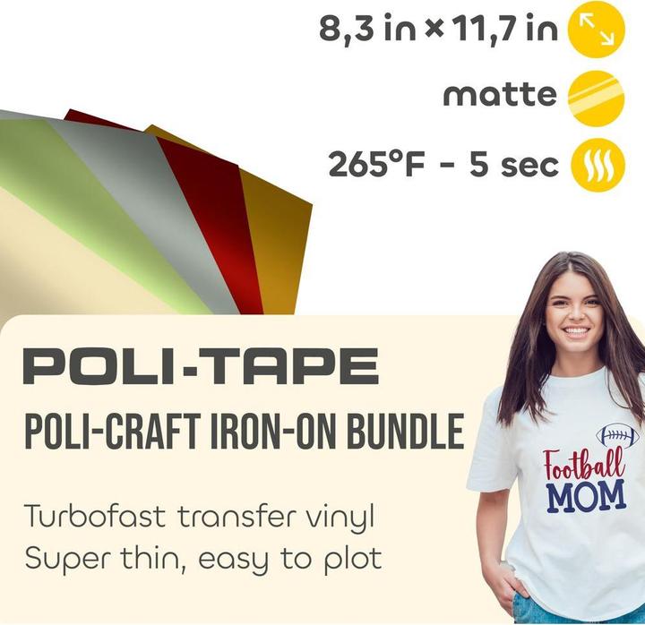 Produktbild Poli-tape Aufbügelfolie Bright Christmas A4, mehrfarbig, 5 Stück (140 g/m², 1x)