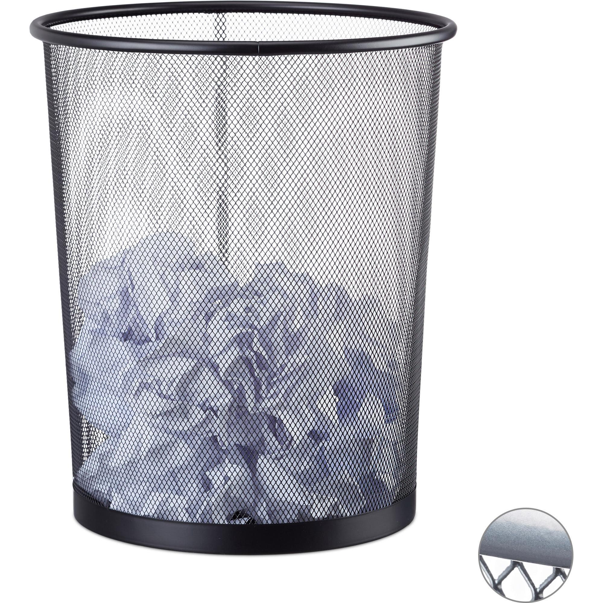 Relaxdays Papierkorb, Abfalleimer, Schwarz