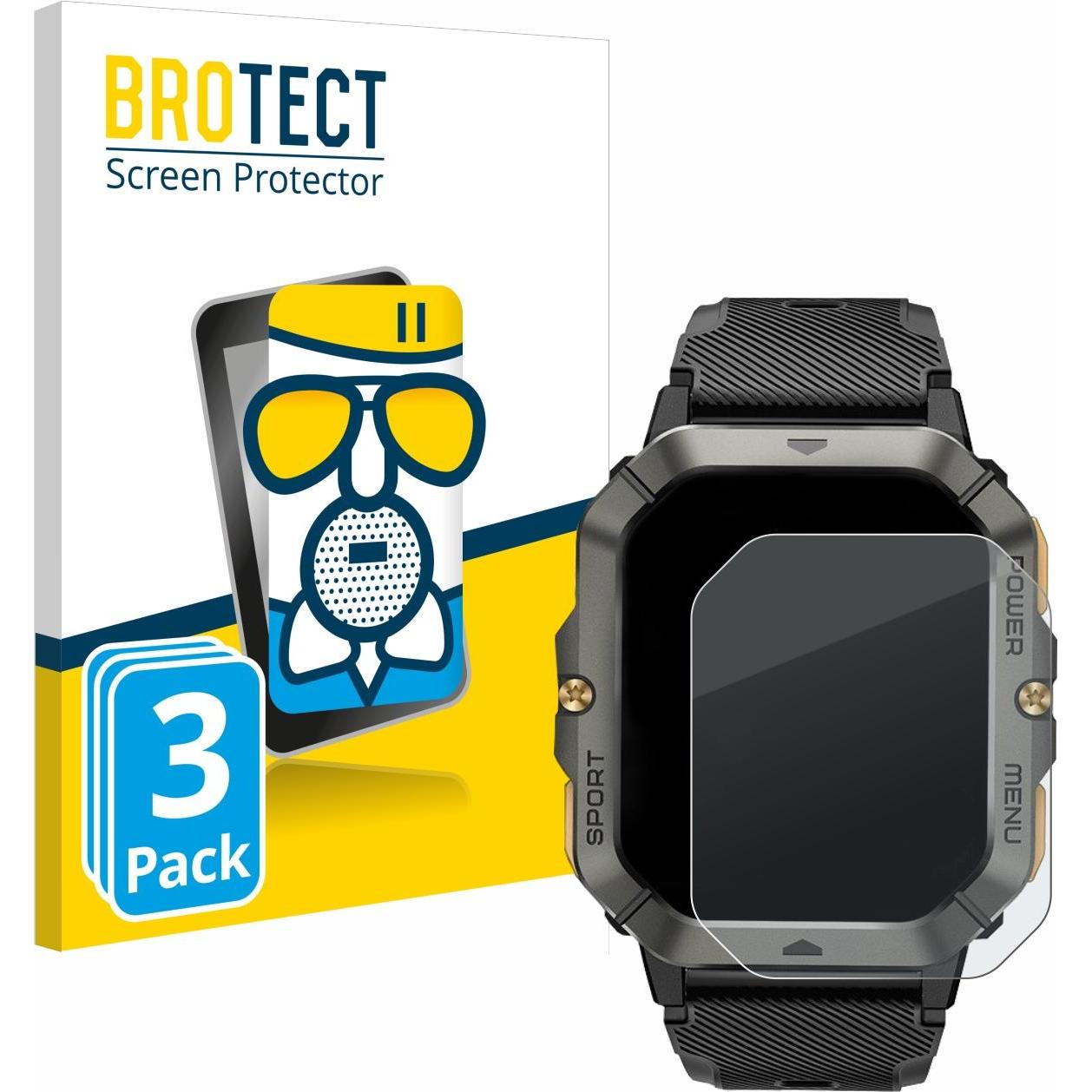 BROTECT Schutzglas Schutzfolie Displayschutz Display Schutz Glas Folie matt, Smartwatch Schutzfolie, Grau