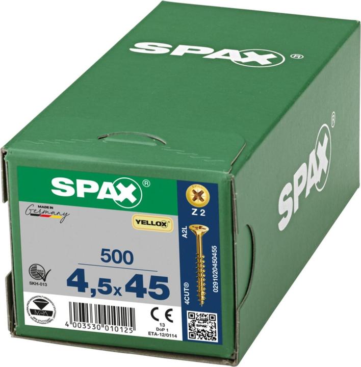 Produktbild Spax Senkmultikopf Kreuzschlitz Z2 Teilgewinde Yellox (200 Schrauben pro Stück, 4.5 x 45 mm)