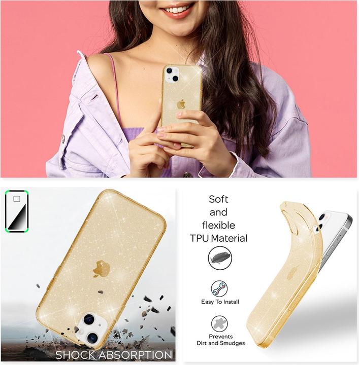 Produktbild Nalia Klare Glitzer Silikon Hülle (Apple iPhone 13)