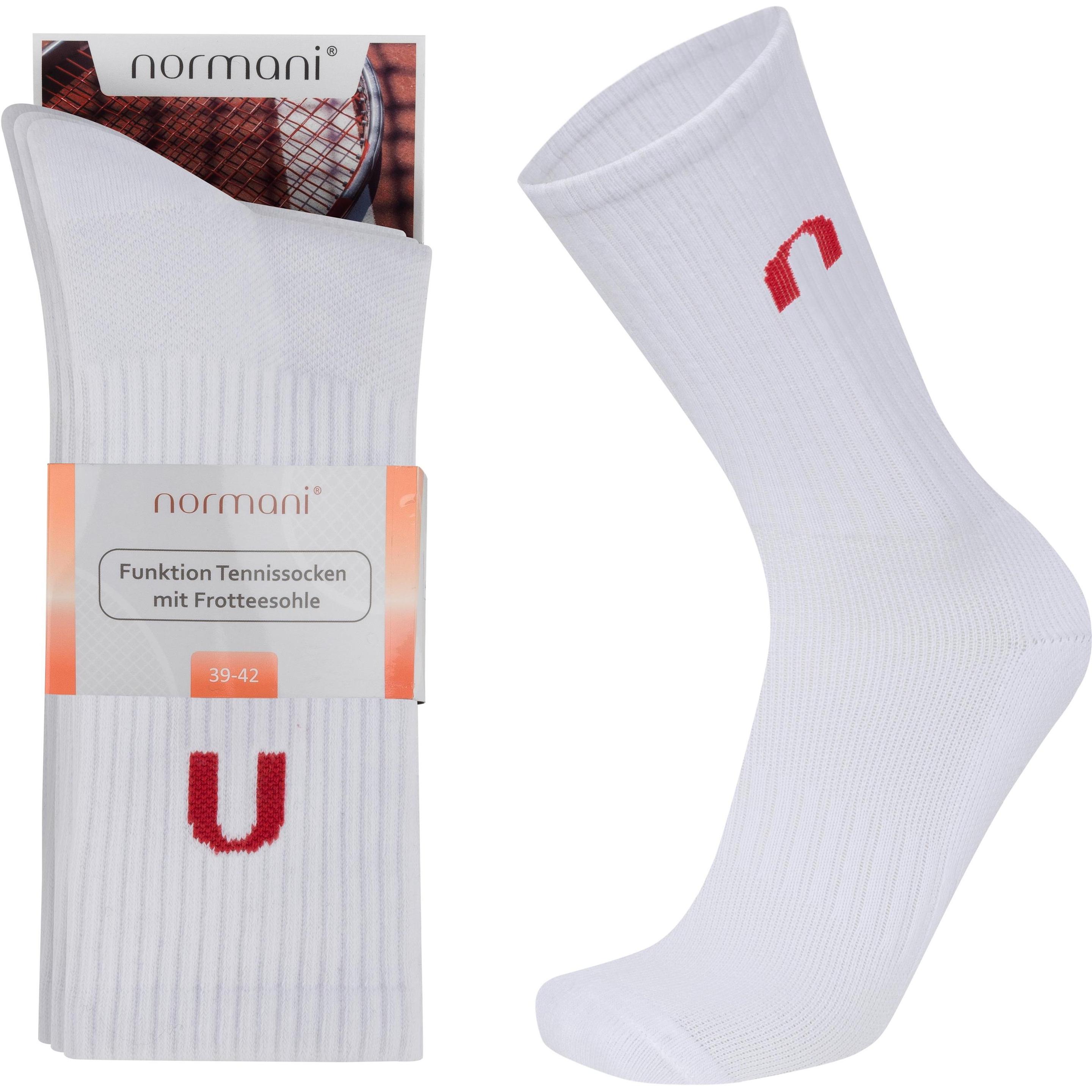 Thumbnail - Normani, Herren, Socken, 4 Funktions Tennissocken mit Frotteesohle - 9387, Weiss, (4er Pack, 39 - 42)