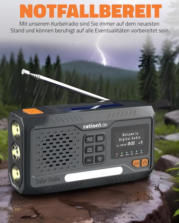 Actual product image Ration1.de DAB+ Kurbelradio (DAB+, Bluetooth)