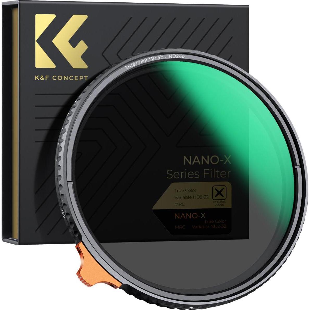 K&F Concept 72MM Variable True Color ND2ND32, W/O Black Cross,HD,Waterproof, Anti Scratch, Green Coated (Filtri grigi), Filtro fotografico