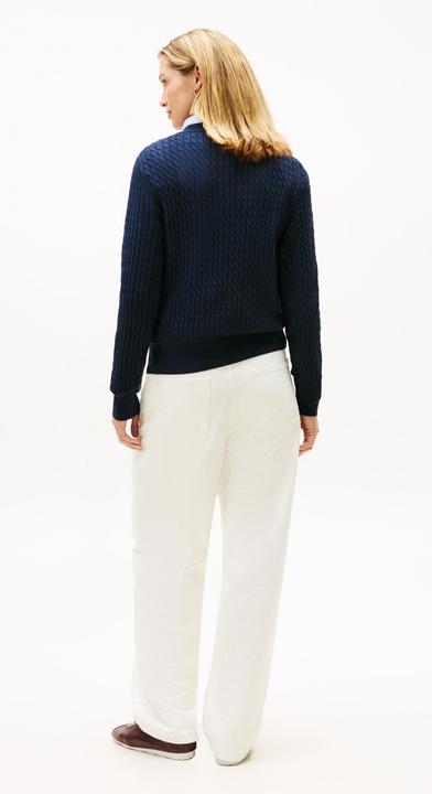 Produktbild Tommy Hilfiger Damen Cable Fine Gg V-Ausschnitt Langarm Pullover (XS)