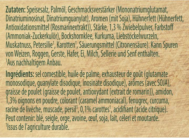Nutritional values and ingredients Knorr DADI ST 20ST
