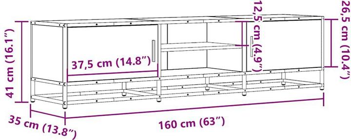 Actual product image vidaXL TV cabinet Lowboard TV cabinet TV table Brown oak look (160 x 35 x 41 cm)