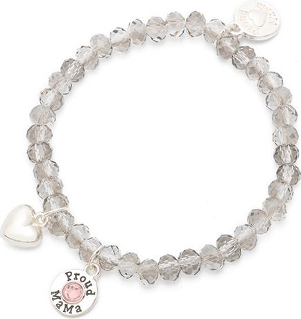 Proud MaMa Armband, Charm, Ice/ Rosa (Glasperlen auf elastischem Band)