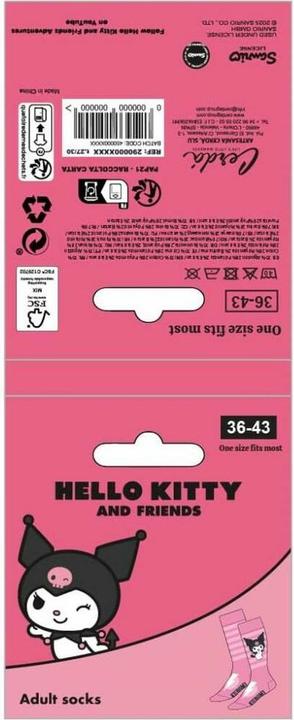 Produktbild Cerdá Sanrio Socken Kuromi Pink Stripes 36-43 (Einzelpack, 36 - 43)