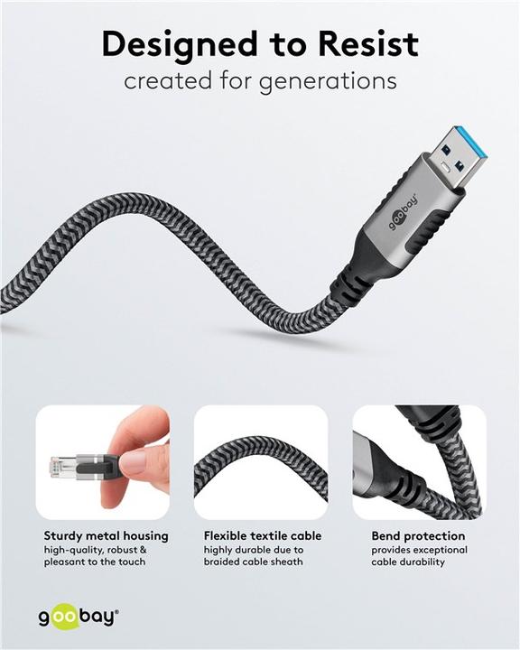 Produktbild Goobay Ethernet-Kabel USB-A auf RJ45, 1,5 m (RJ45, USB 3.0, RJ45 (1x))