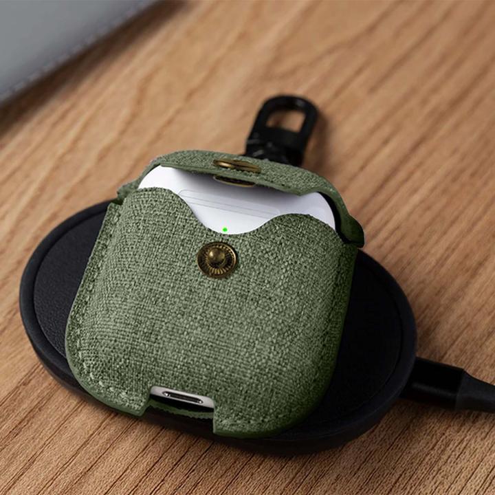 Produktbild TwelveSouth AirSnap Stofftasche für AirPods Olive Green (Kopfhörer Tasche)