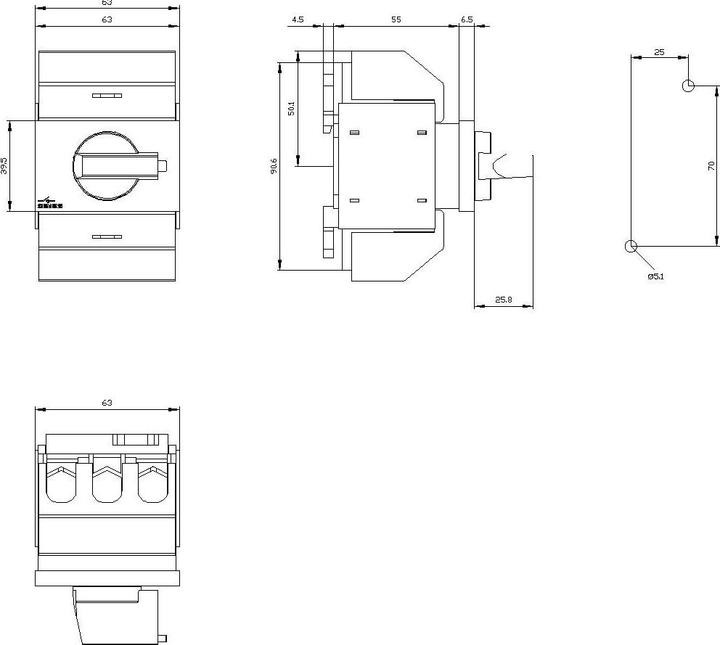 Actual product image Siemens Switch-disconnector 32A 3p IP10 single-pole 3KD0233-2KG20-3