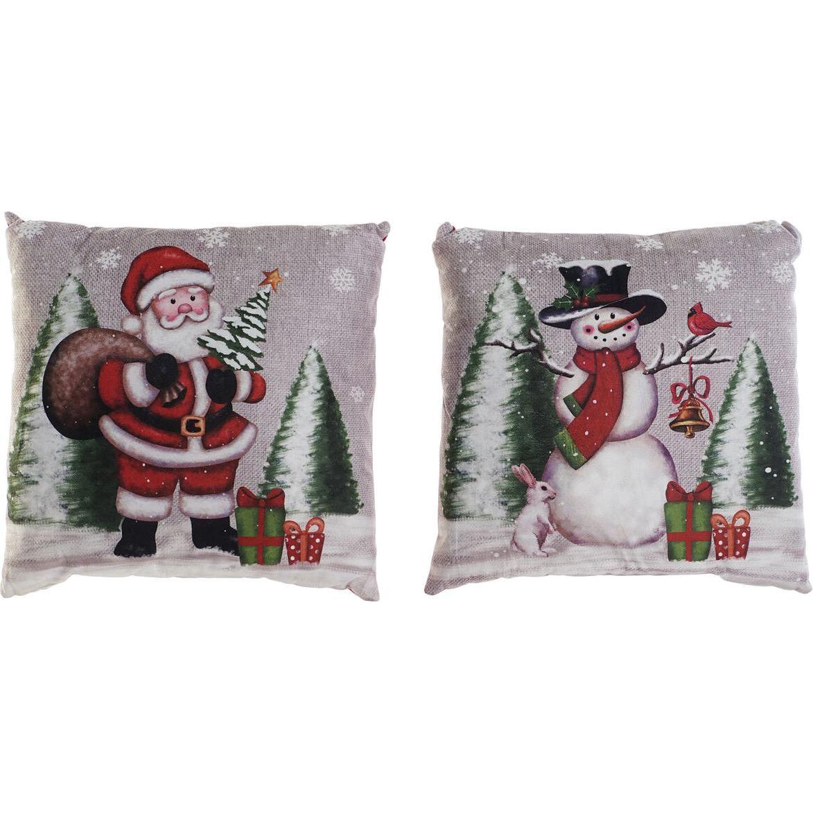 DKD Home Decor, Dekokissen, Kissen Weihnachten Bunt Polyester 40 x 10 x 40 cm (2 Stück) (40 x 10 x 40 cm)
