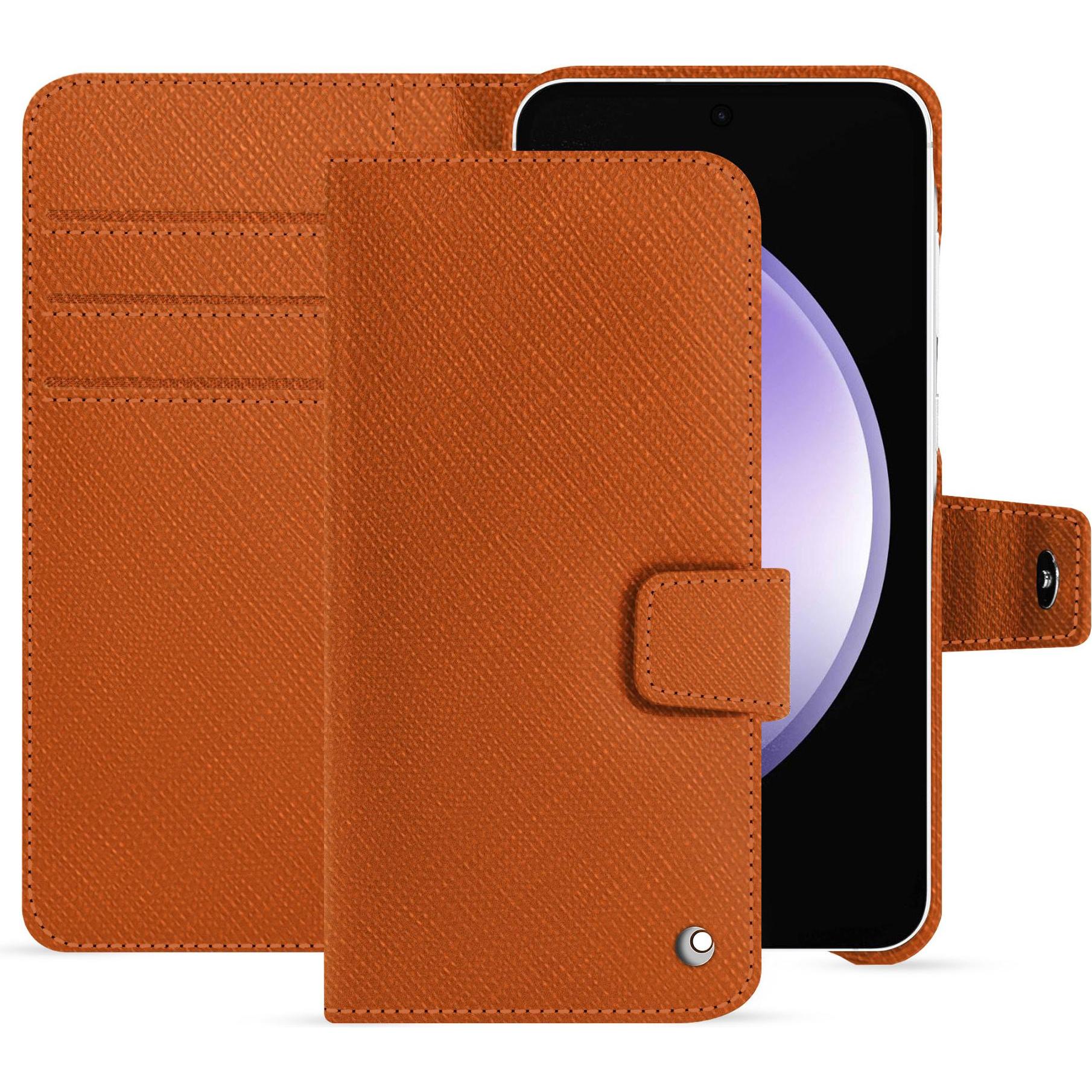 Noreve Lederschutzhülle Samsung Galaxy S23 FE (Samsung Galaxy S23 FE), Smartphone Hülle, Orange
